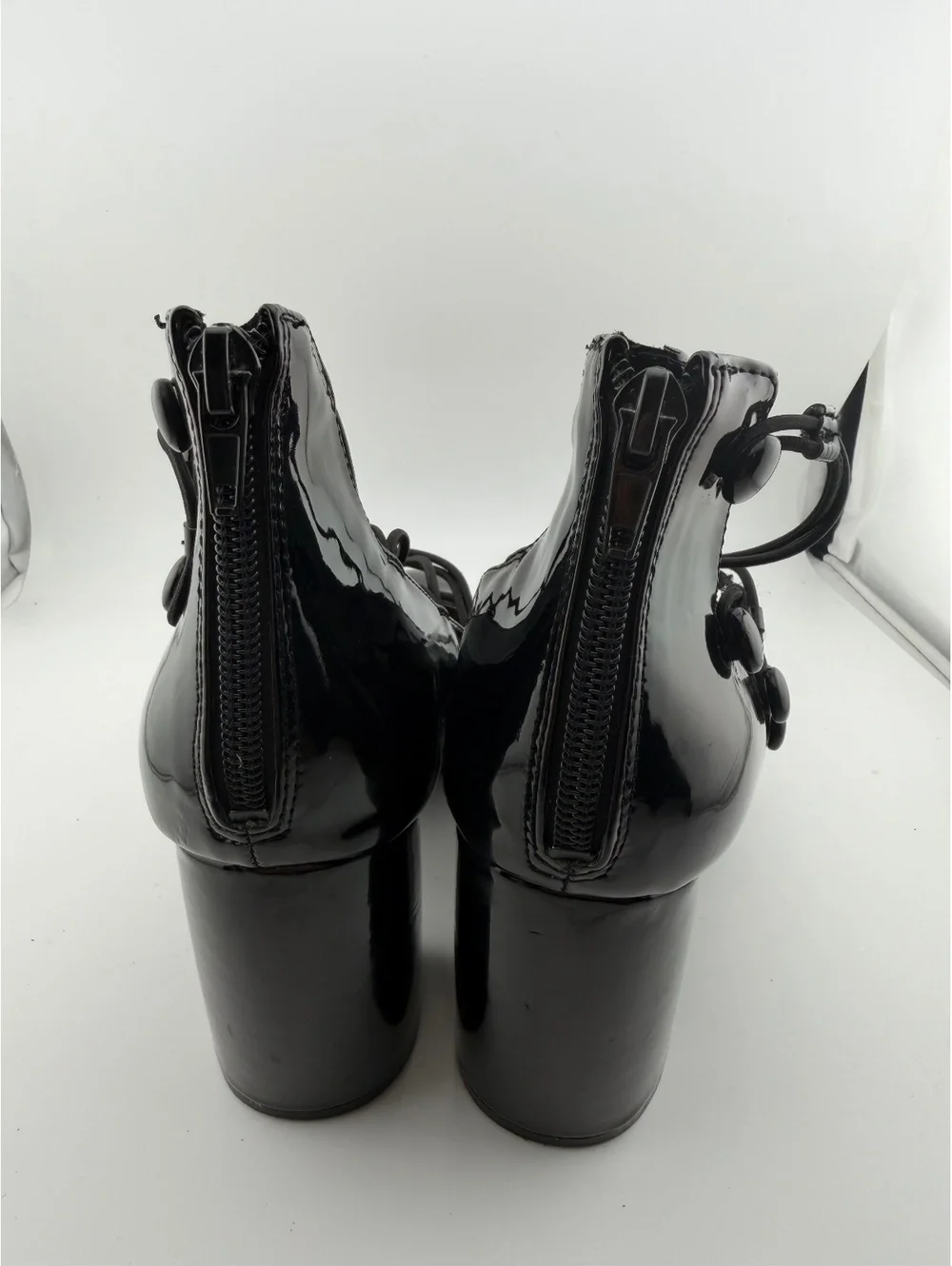 Nine West Kaede Glossy Black Lace-Up Pump Heels, Size 7